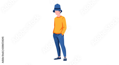 Bild auf Leinwand Young man wearing yellow hoodie standing.