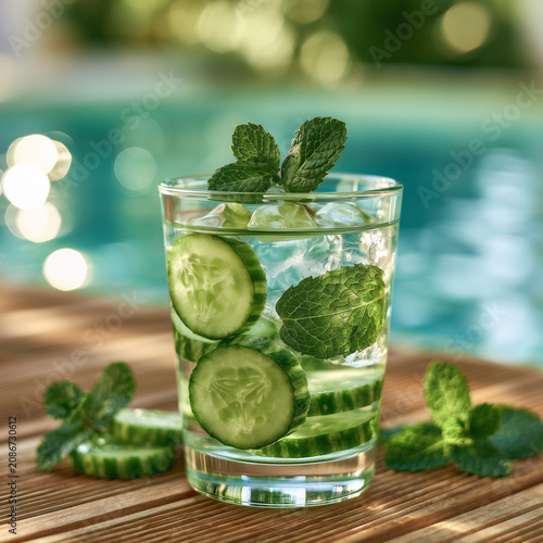 Cucumber Mint Infused Water Glass