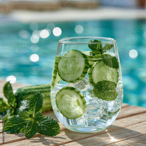 Cucumber Mint Infused Water Glass