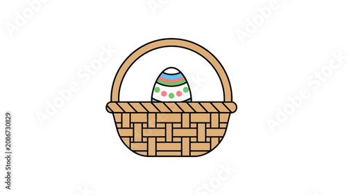 Принти на полотні Wicker Basket with Easter Egg Inside.