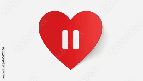 Bild auf Leinwand Red heart with pause symbol inside.