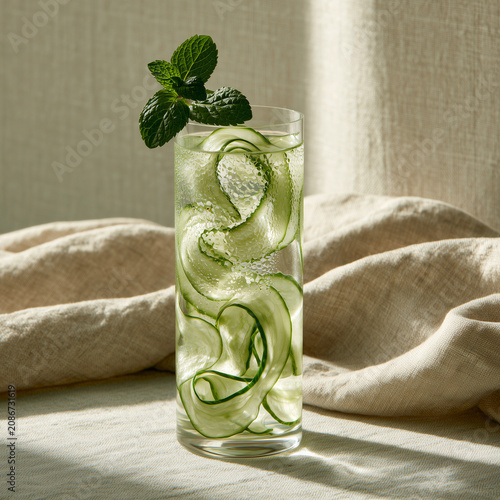 Cucumber Mint Infused Water Glass