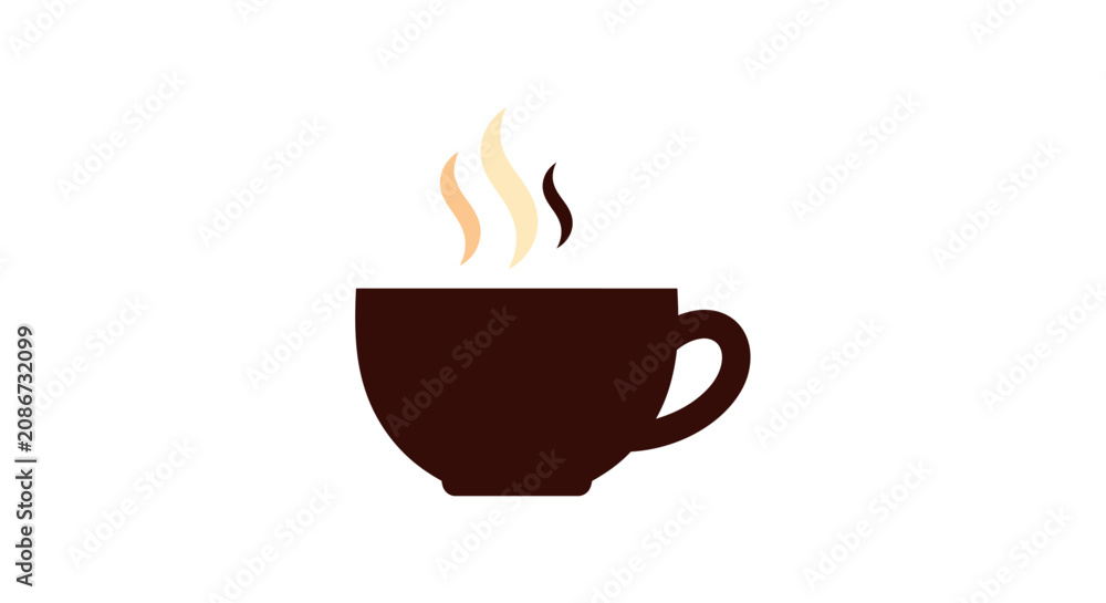 Εκτύπωση καμβά Brown Coffee Cup with Steam Rising.