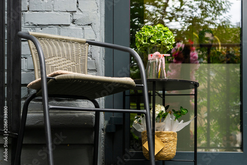 table and chairs in a garden