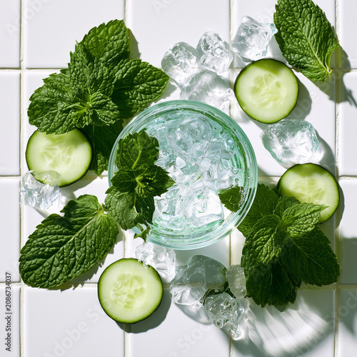 Cucumber Mint Infused Water Glass