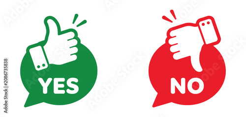 Bild auf Leinwand Thumb up and down icon set, like dislike symbols, yes no choice, agree disagree,