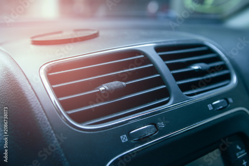 Obraz na płótnie Car air conditioning and air conditioning in modern car,vintage color