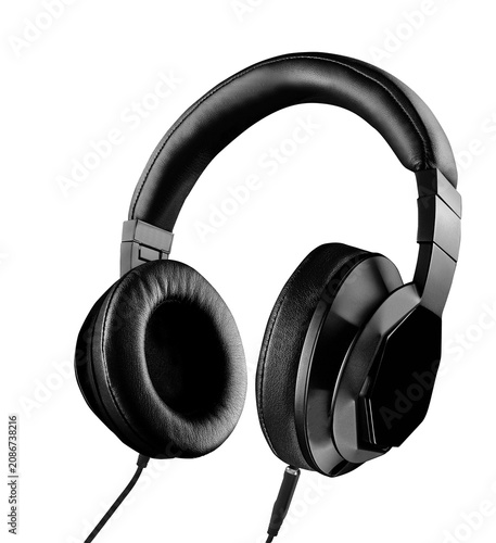 Black Over Ear Headphones With Padded Headband Isolated on Transparent Background
