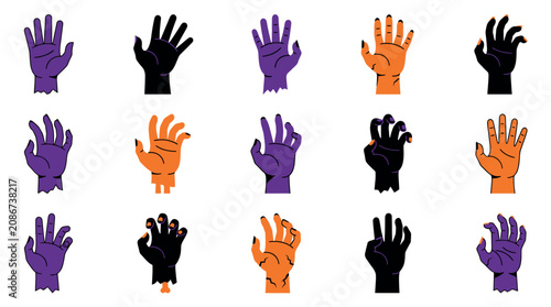 Photos Diverse raised hands set in multiple skin tones