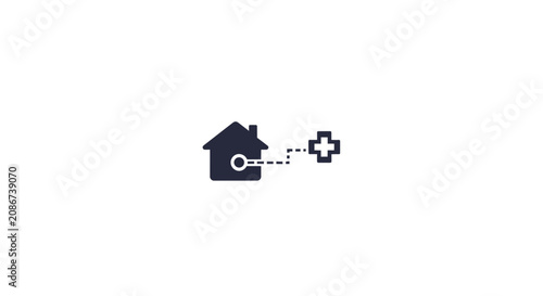 Принти на полотні House with a growing plus sign.