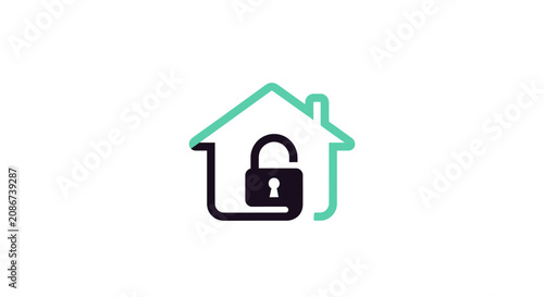 Canvas Print House with lock security symbol icon.