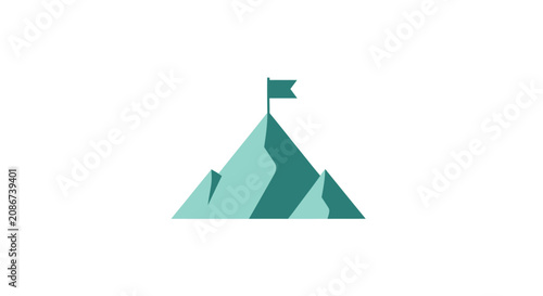 Mountain Peak with Flag on Top.