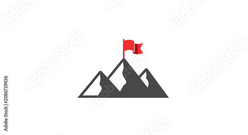 фотографія Mountain peak with red flag.