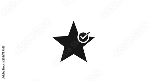 Foto Black star with check mark.