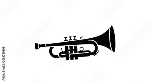 Cuadro en lienzo Black trumpet musical instrument profile.