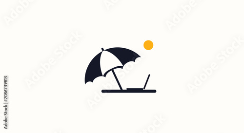 Fényképezés Black umbrella on a laptop computer.