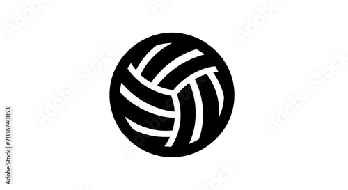 Black Volleyball Sports Equipment Icon.