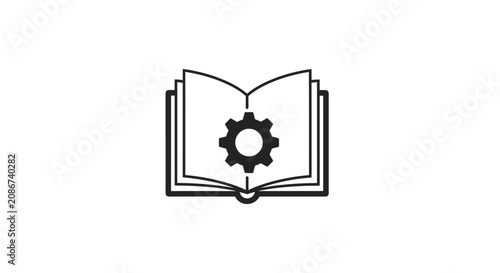 Open book with gear inside.