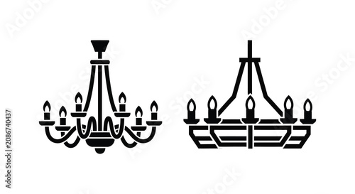 Картината върху платно Two Black Candelabras Minimalist Silhouette candelabra candleholder