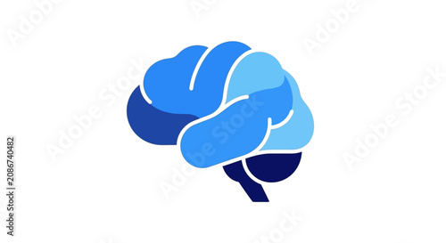 Foto Blue brain icon with sections.
