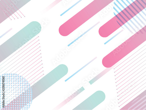 Abstract Memphis Geometric Background with Pastel Pink and Mint Green Diagonal Shapes Vector Illustration