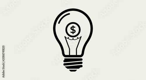 Canvastavla Light Bulb with Dollar Sign Inside.
