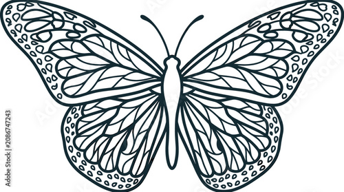 Canvastavla Detailed Monarch Butterfly Line Art Vector Clipart Featuring Hand Drawn Monochro