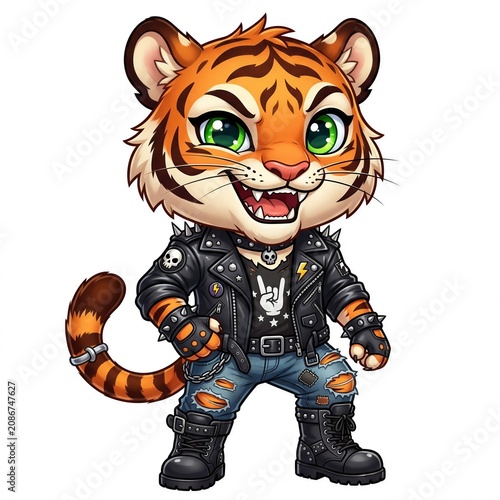 Cute Little Tiger Cub Cartoon Vector Illustration Isolated on White Background Wild Baby Striped Feline Animal Character Clipart for Nature, Zoo, and Children's Design