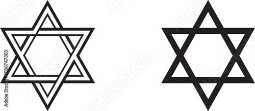 Minimalist star of david symbols in black and white