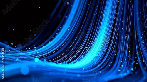 Blue light streaks and glowing particles
