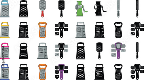 Tableau sur toile Kitchen grater collection, food preparation tools and slicers, cooking utensil i