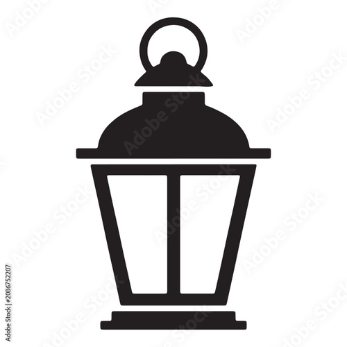 Black vintage style lantern with handle on top Vector