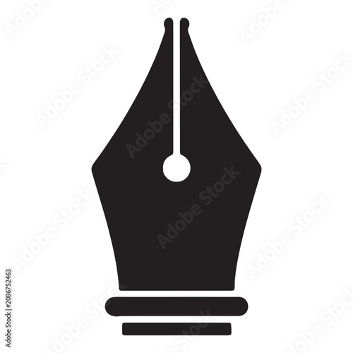 Black classic fountain pen icon with nib Vector