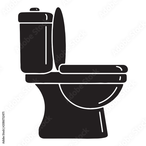 Black toilet with cistern and lid open vector icon Vector