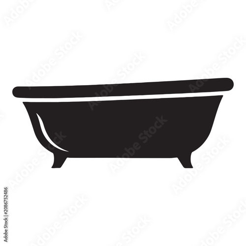 Minimalist black freestanding bathtub silhouette vector icon Vector