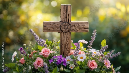 Floral Christian Cross