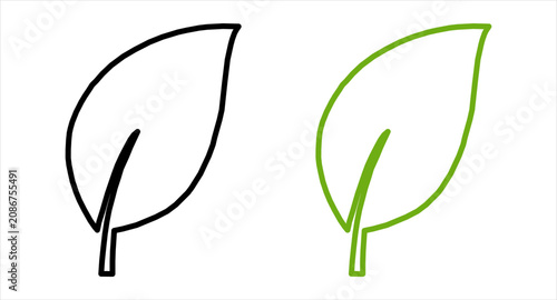 Leaf Nature Icon Set – Outline Eco Plant Symbol for Environment, Organic, Garden, and Sustainability