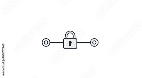 Obraz na plátně Padlock Securing Two Connected Circles.