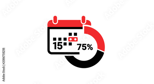 Quadro em tela Progress calendar icon with percentage.