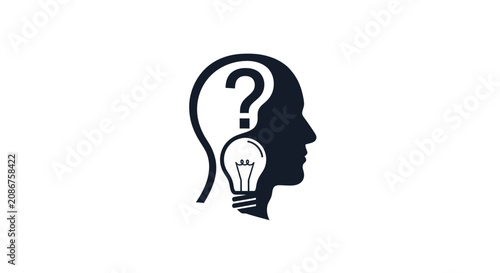 Cuadro en lienzo Thinking person with lightbulb moment idea.
