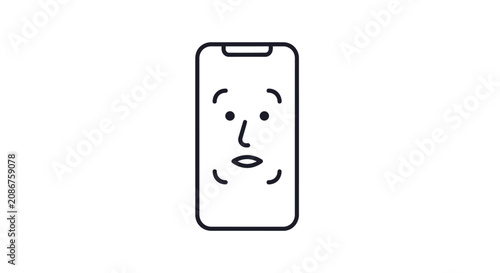 Obraz na plátně Sad face on a smartphone screen.
