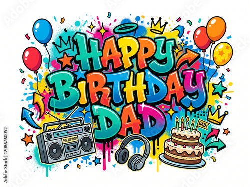 Hip Hop Graffiti Happy Birthday Dad Party