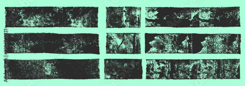 Foto Linocut ink rectangles stripes grungy textures vector set