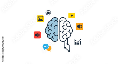 Photos Brain with lightbulb moment concept.