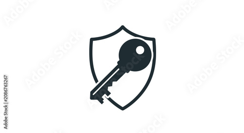 Fotografie Black key with shield icon security.