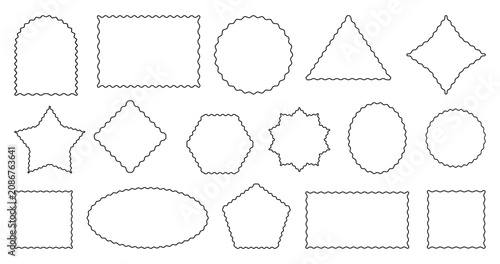 Canvastavla Collection of hand drawn wavy frames and abstract borders in black outline