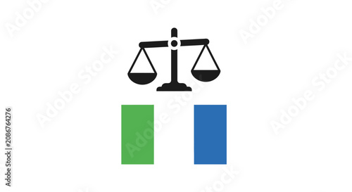 Foto Black scale with green and blue rectangles.