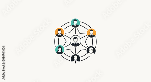 Quadro su tela People connected in a network circle.