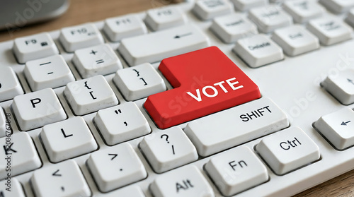 Vote Keyboard Button – Online Voting, Elections and Democratic Participation Concept
