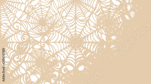 Intricate Lace Snowflake Pattern, Delicate Floral Swirls, Beige Background, Festive Design